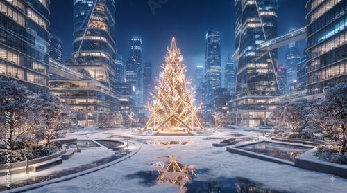 The Blindingly Massive Christmas Tree in a Deserted City Center