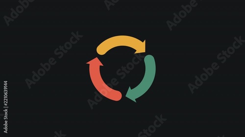 Bauhaus Geometric Refresh Arrows Animation with Bold Circular Shapes for Modern Digital Motion Graphics
