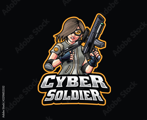 Female Cyber Soldier Mascot