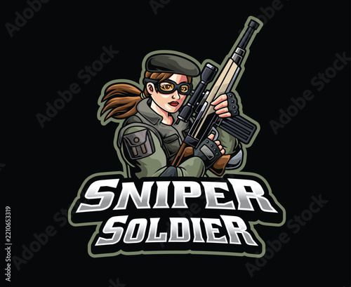 Female Sniper Soldier Mascot