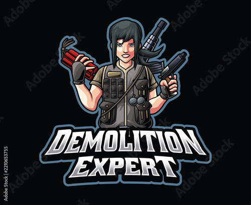 Female Demolition Expert Mascot