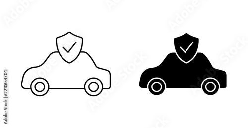 Car Insurance Protection Icon, Vehicle Coverage and Auto Policy Vector