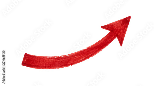 Red arrow pointing upwards with a isolated on transparent background