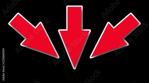 Three red arrows pointing downwards on a solid black background.