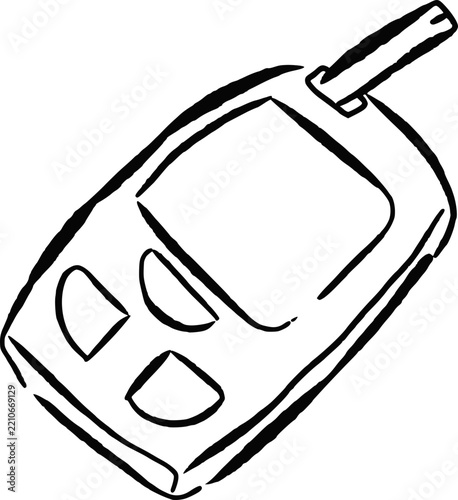 Glucometer Line Art Angled View for Blood Sugar Monitoring