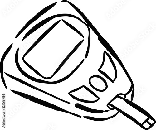 Glucometer Line Art Angled Side View for Diabetes Monitoring