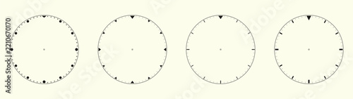 Vintage watch face dial templates set on light cream background vector