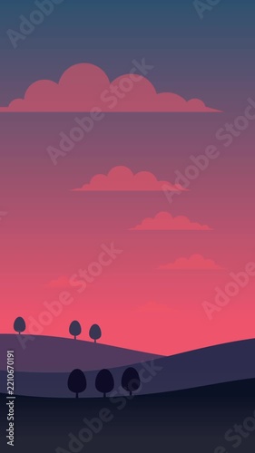 Vertical Purple Twilight Video Animation for Mobile Scenic Backgrounds 