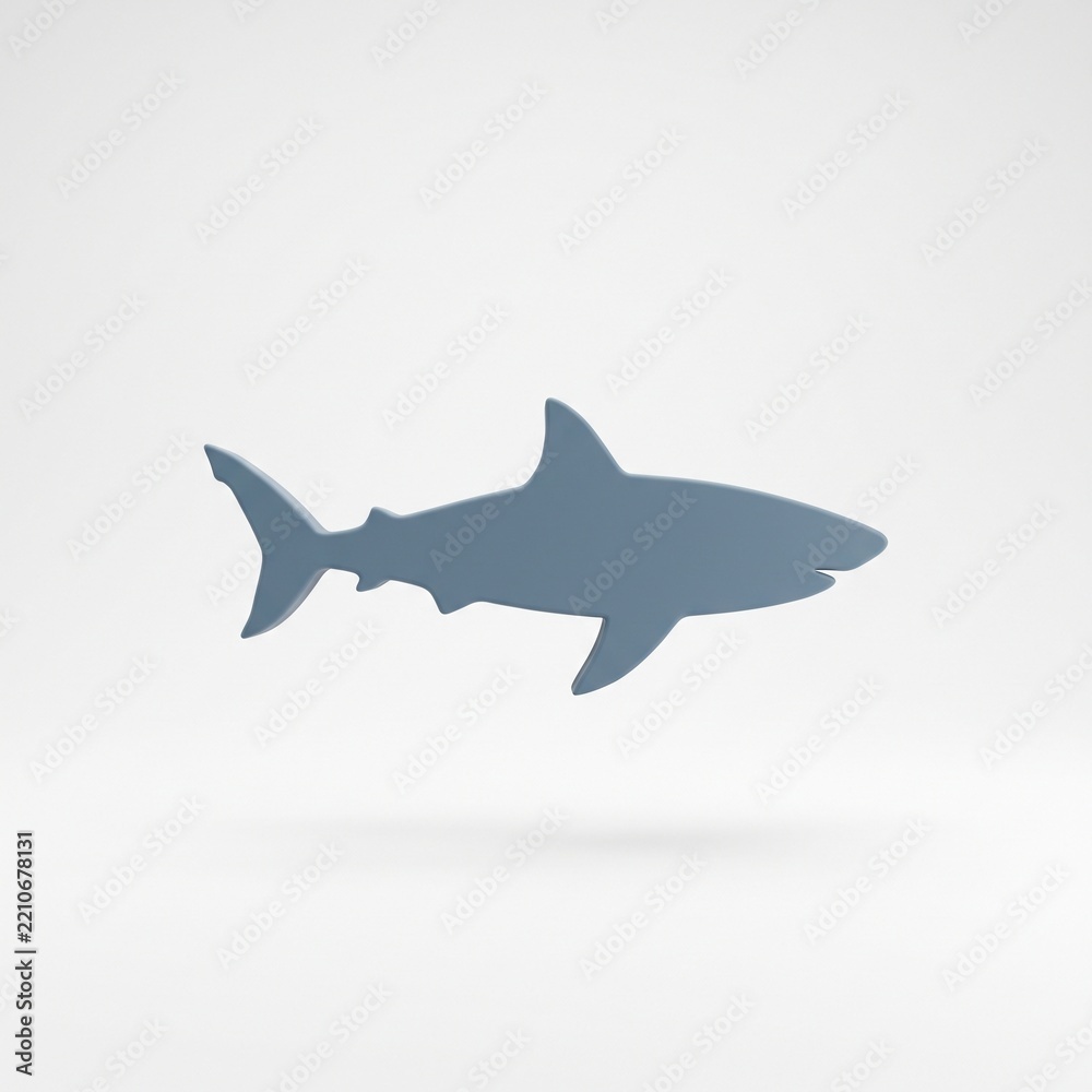 Obraz premium Minimalist blue shark silhouette on a clean white background