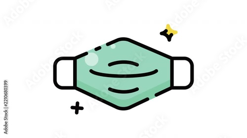 Doctor icon with green medical face mask and yellow sparkles, suitable for healthcare websites, medical apps, and healthrelated designs.