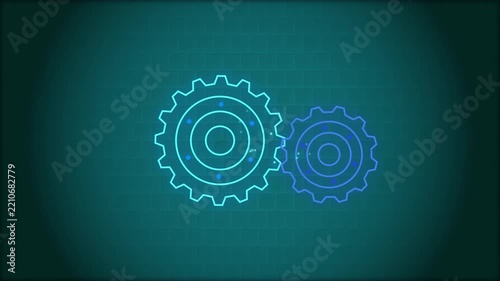 Abstract Neon Cybernetic Interlocking Gears Seamless Motion Loop 4K