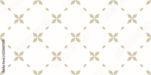 Luxury vector minimal floral texture. Elegant golden geometric seamless pattern with flowers, leaves, lattice, grid. Vector abstract gold and white background in oriental style. Repeating geo design