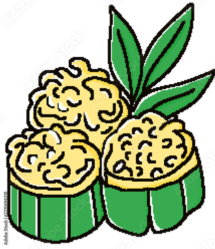 Thai Traditional Desserts Pixel Art Collection, Cute Retro 8-Bit Food Illustration