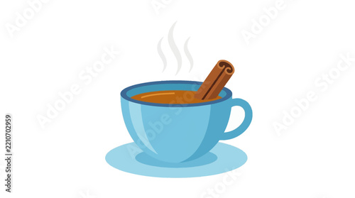 Cup of tea with cinnamon concept vector illustration for creative projects and modern business isolated background element