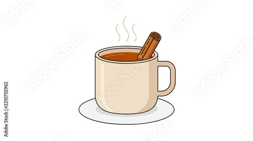 Cup of tea with cinnamon concept vector illustration for creative projects and modern business isolated background element