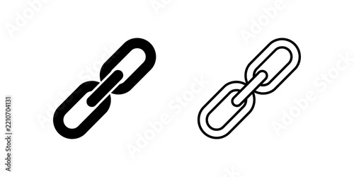 Chain link icon set featuring solid and outline styles on clear backdrop.