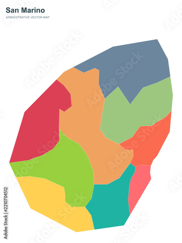 San Marino administrative vector map with colorful regions and borders.