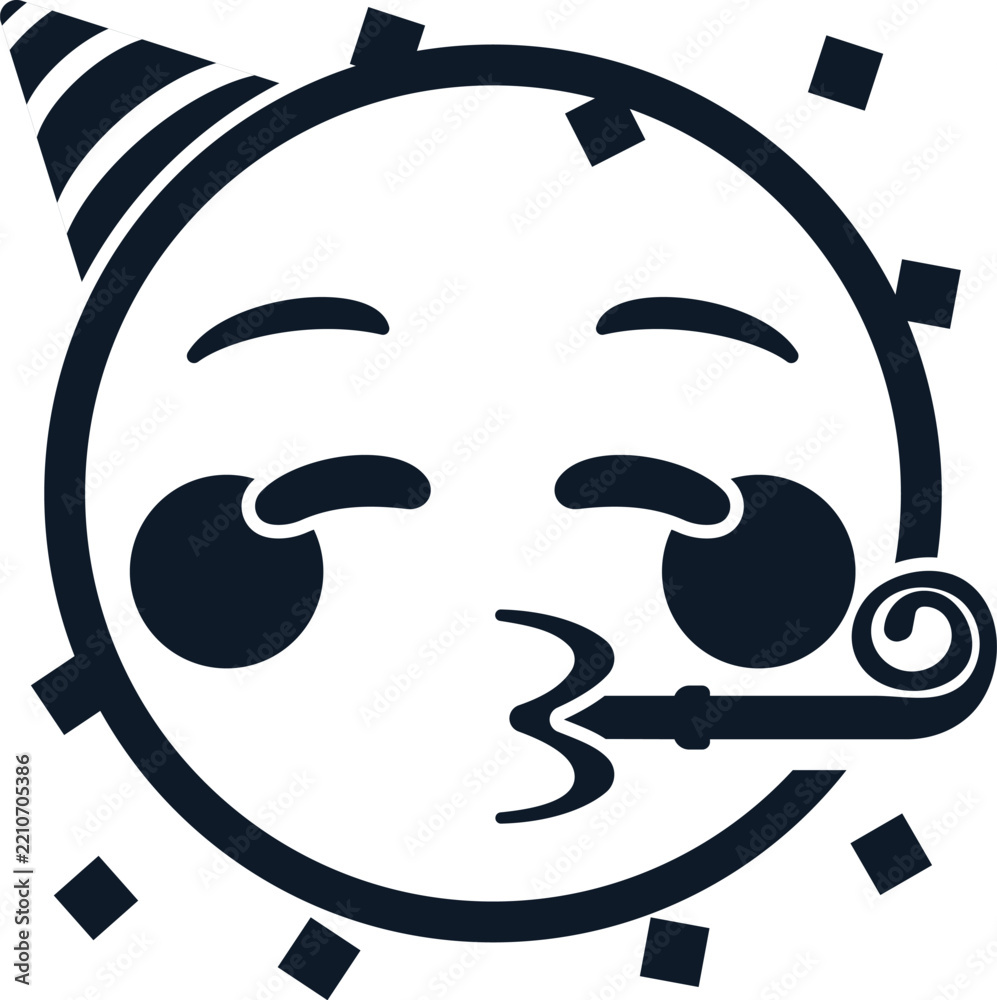 Obraz premium partying emoticon with party hat and horn, smiley face emoji , happy birthday celebrating emoticons