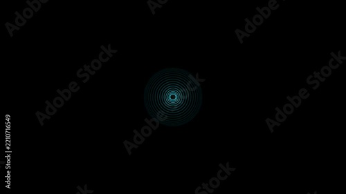Hypnotic Cyan Concentric Circles: Abstract Ripple Effect on Black