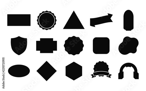 Collection of Black Badge Silhouettes with Various Shapes and Designs Silhouette - 06