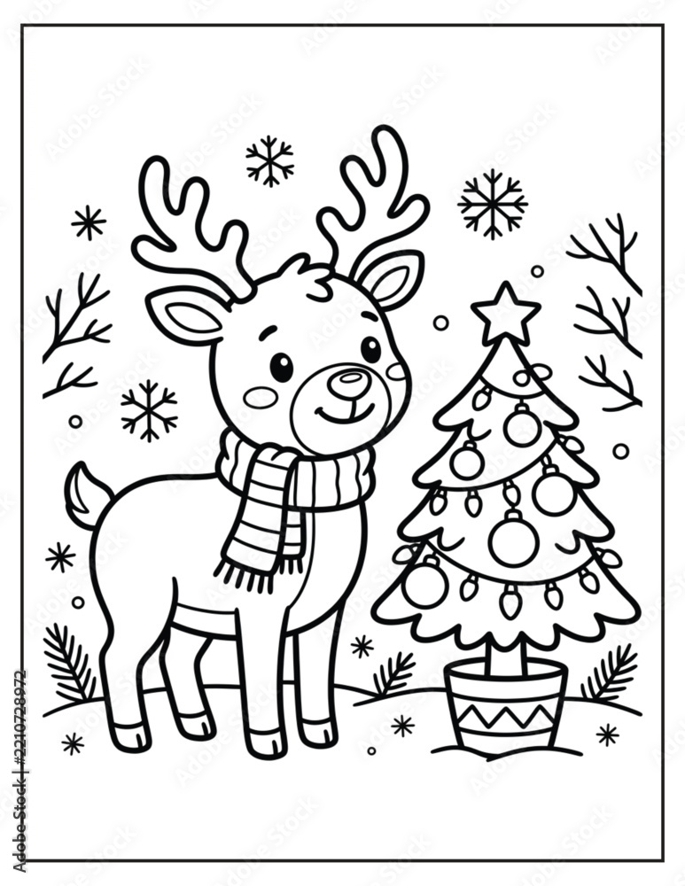 Fototapeta premium Christmas, Holiday, Festive, Activity, Characters, Winter, Adorable, Christmas Coloring Pages 