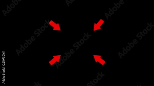 Arrow pointing center with alpha channel. Animation of the pointer in the video frame.