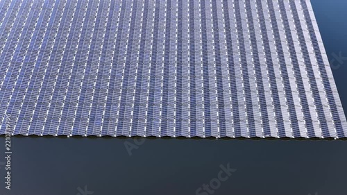 Aerial view of floating solar panels on water in the Netherlands