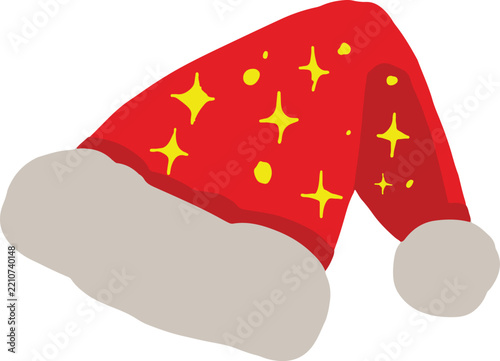 Abstract drawing of a red Santa Claus hat, hand-drawn, object drawing.