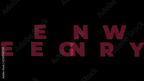 Kinetic Typography Motion Graphics of New Energy Text Animation with Misaligned Character Snap Effect and Color Transition on Black Background