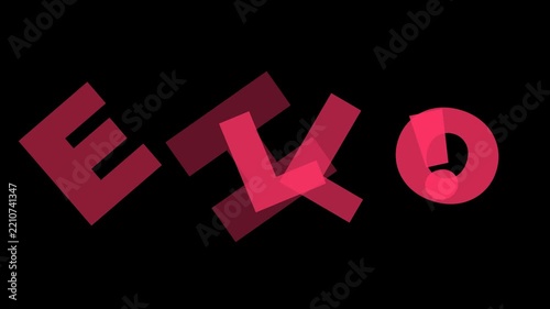 Kinetic Typography Motion Graphics of Hello Exclamation Text Animation with Misaligned Character Snap Effect and Color Shift on Black Background