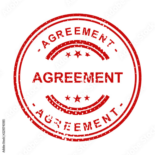 Red vintage agreement stamp with stars illustration
