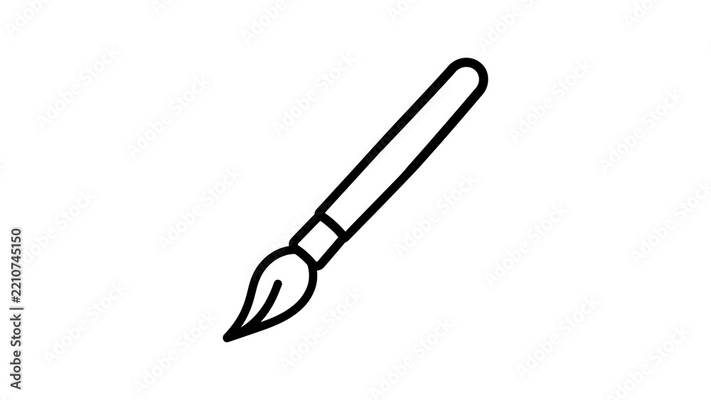 Fototapeta premium Paint brush icon features soft bristles for artistic drawing activities.