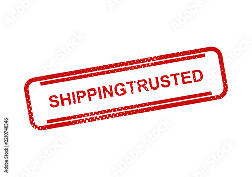 Red shipping trusted stamp with bold text illustration