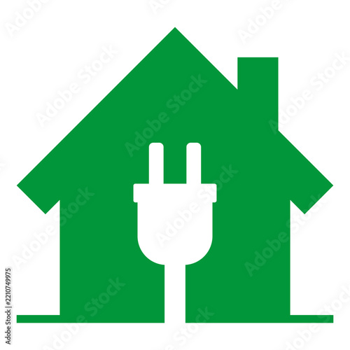House Electric Power Plug Green Icon