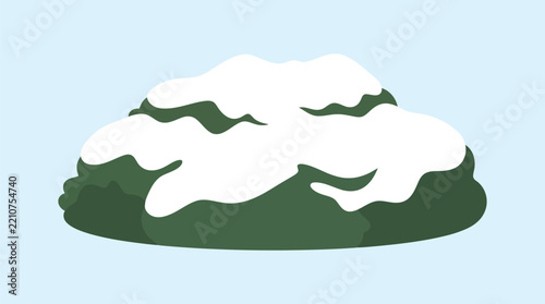 Snow covered bush vector illustration for winter season and holiday