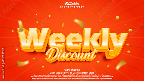 3d Weekly Discount vector text effect style