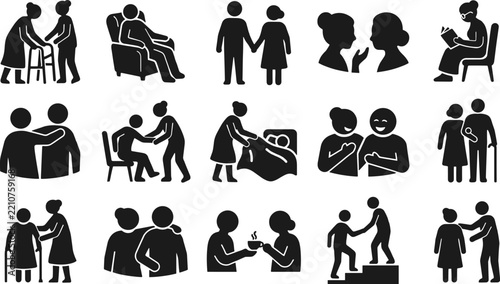 Elderly Care and Support Icon Set untitled