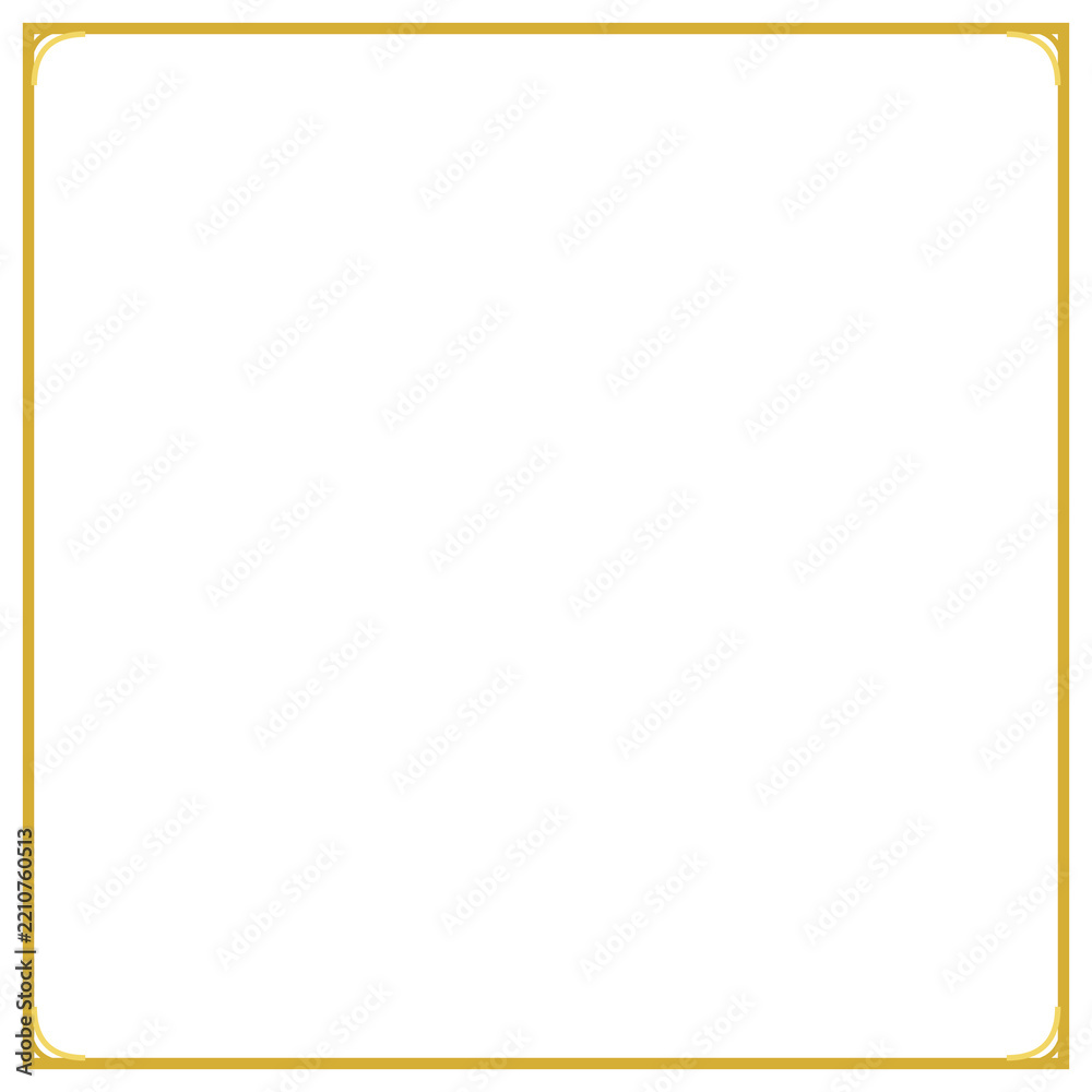 Obraz premium Minimalist golden square border frame design element with rounded corners isolated transparent background