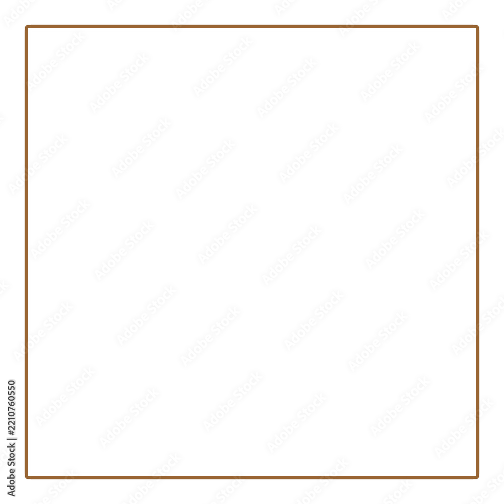 Fototapeta premium A simple square frame outline with a classic brown border color transparent background
