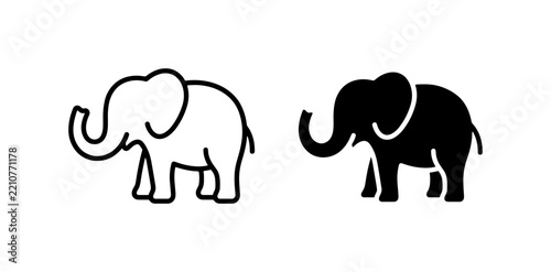 Elephant icon solid and outline for app and web