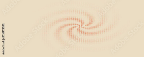 Obraz na plátně Red halftone dot spiral vortex on a light beige background