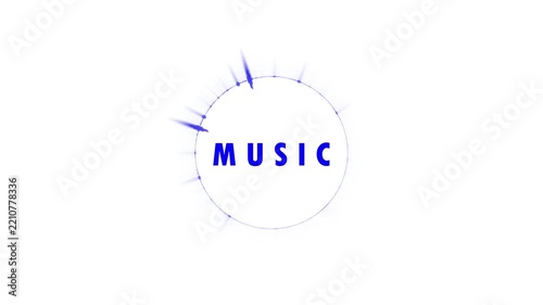 Modern music logo with stylish blue text inside circular frame