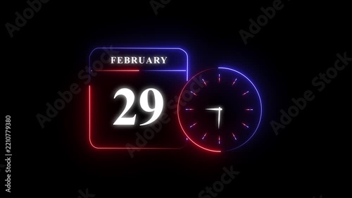 Modern digital calendar showing date 29 with analog clock
