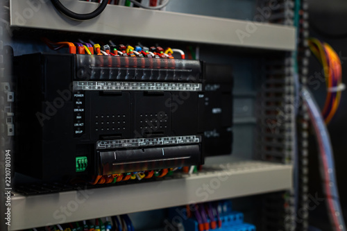 Industrial control panel with electronic controller and wiring