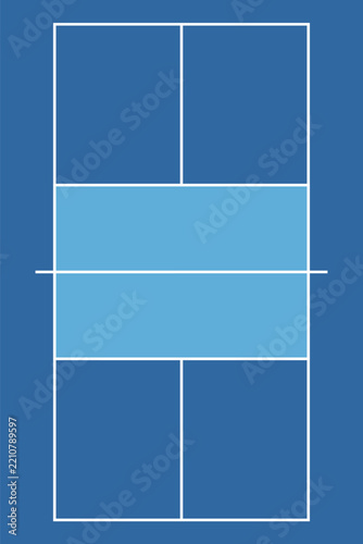 Pickleball Court Layout Top View Vector Diagram Blue