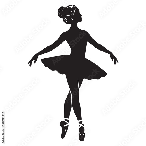 Elegant Ballerina Silhouette Vector - Graceful Ballet Dancer in Pointe Shoes Icon