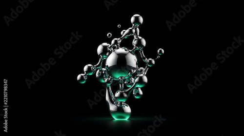 Crystal skull sculpture on Totally Black Background, Emerald Green side profile silhouette glow, Easy Background Removal Product Shot.