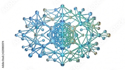Abstract network of interconnected nodes and lines representing data connections and digital communication