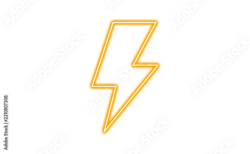 Neon lightning bolt icon isolated on transparent background