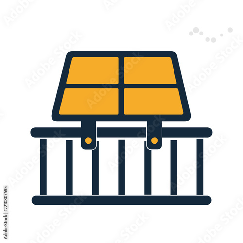 Balcony Power Plant Icon Solar Panel Mounted on a Railing
